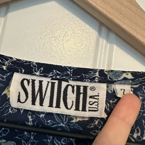 Vintage Lace Up Dress Midi Modest 90s Whimsigoth Fall Floral Blue Size Small - Picture 6 of 7